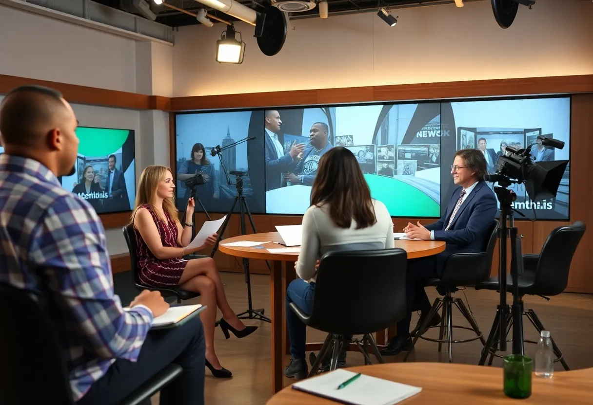 Reporters collaborating in The Daily Memphian newsroom