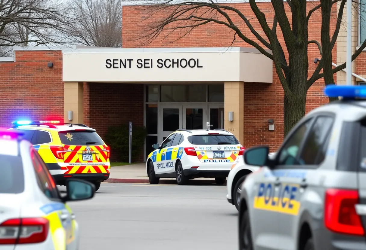 Emergency personnel responding to a school shooting incident