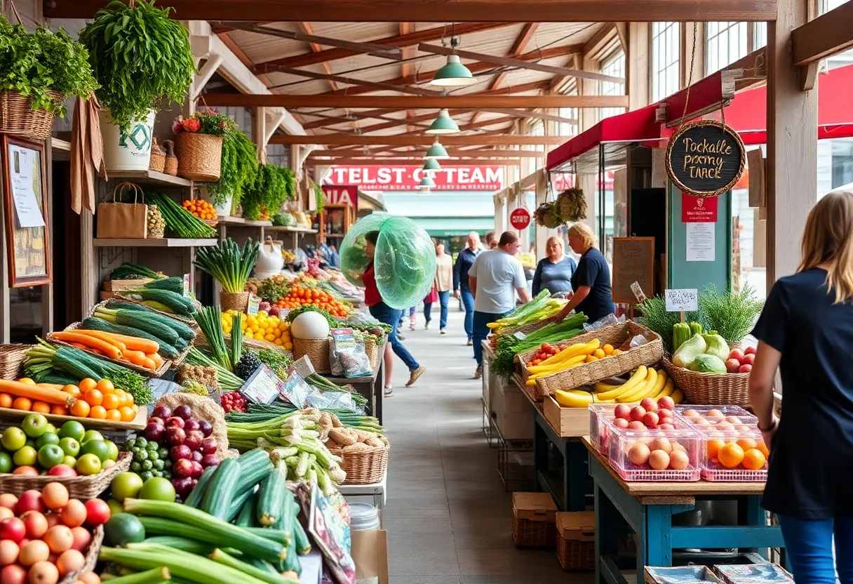 Exterior view of the Farm Market Co-op showcasing local produce and handmade goods.