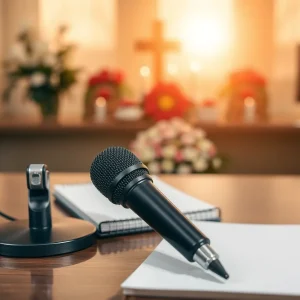 Memorial for Les Smith representing journalism and storytelling.