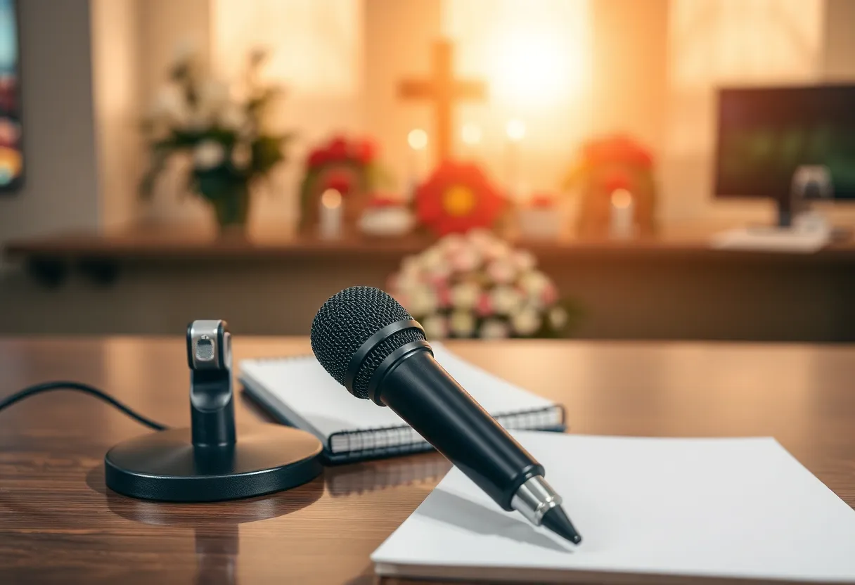 Memorial for Les Smith representing journalism and storytelling.