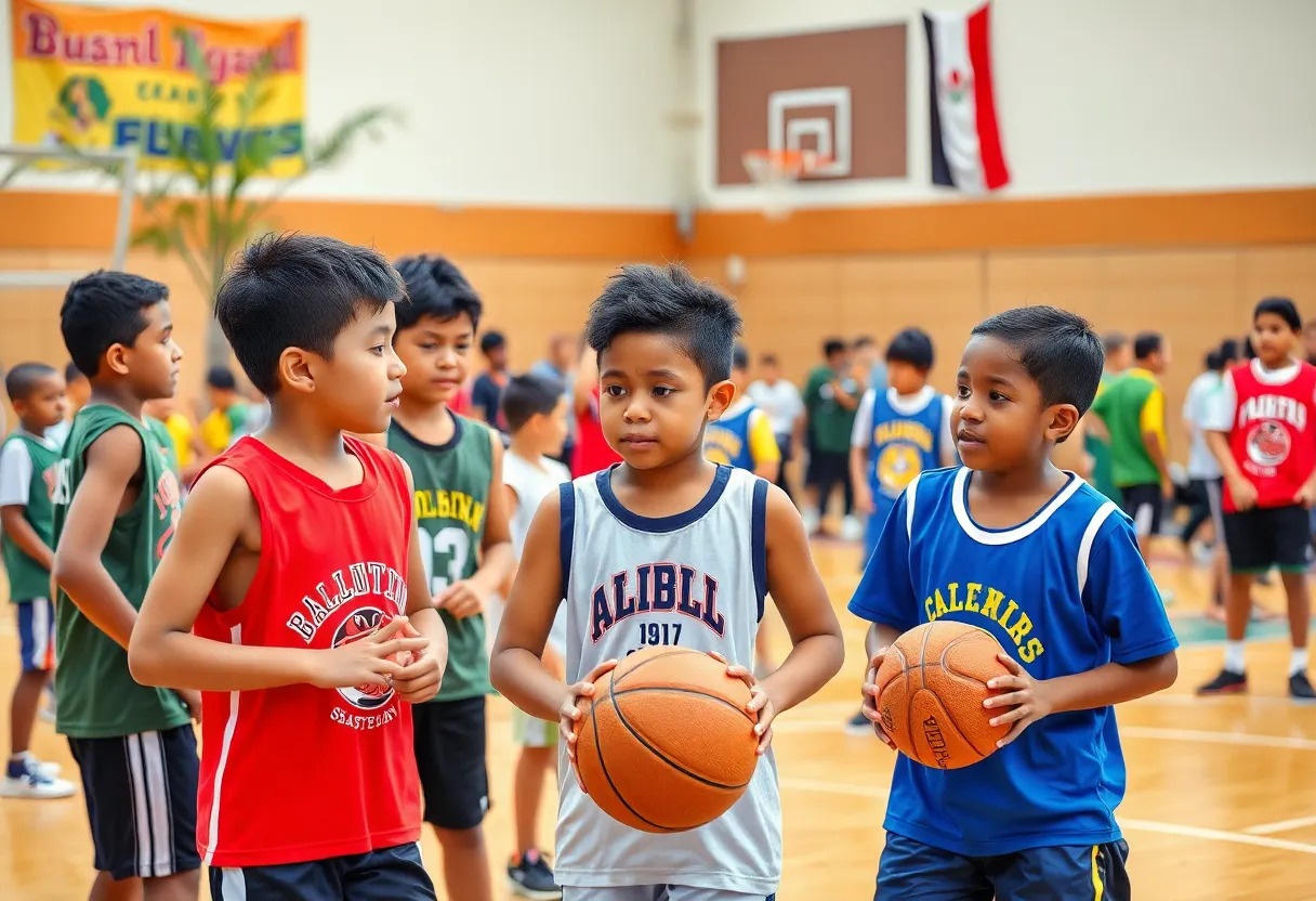 Youth basketball players engaging during the Make Them Watch Tour event