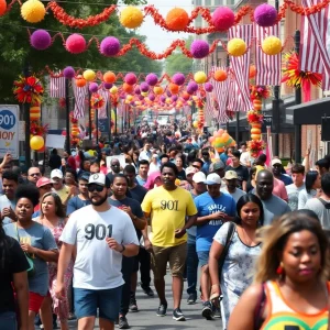 Crowd enjoying the Memphis 901 Day festivities
