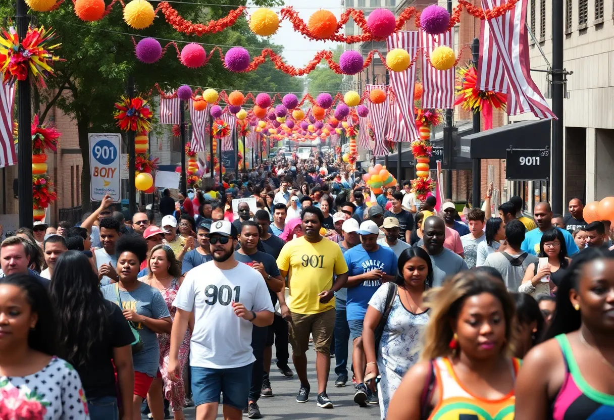 Crowd enjoying the Memphis 901 Day festivities
