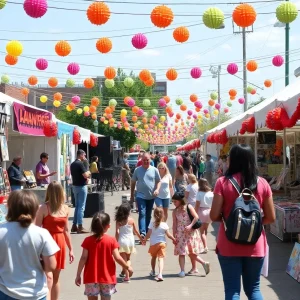 Vibrant festival scene in Memphis with art and music activities