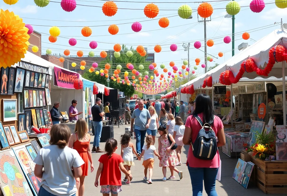 Vibrant festival scene in Memphis with art and music activities