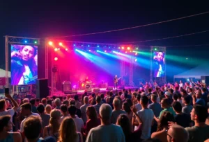 Crowd enjoying a music festival at Overton Park Shell in Memphis
