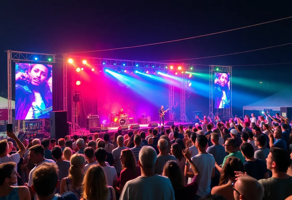 Crowd enjoying a music festival at Overton Park Shell in Memphis