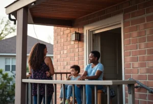 Neighborhood view in Memphis depicting apartment balconies.