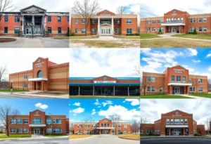 Various school buildings in Memphis depicting maintenance needs and conditions.