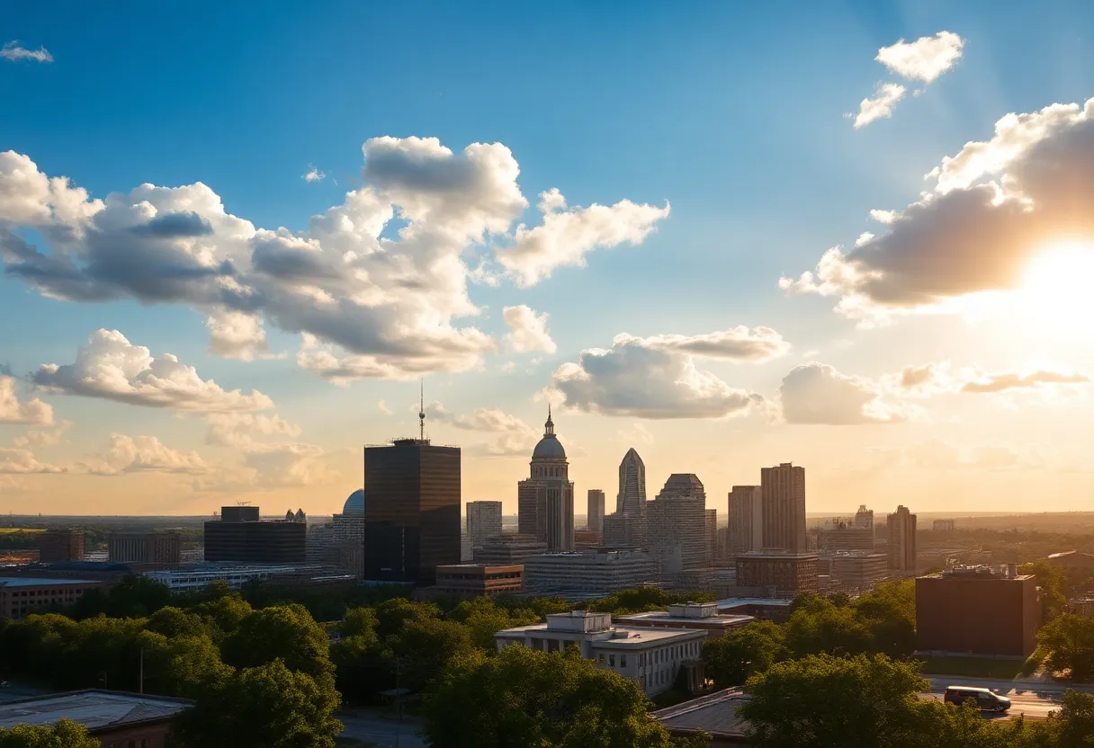 Skyline of Memphis featuring clouds and warm weather