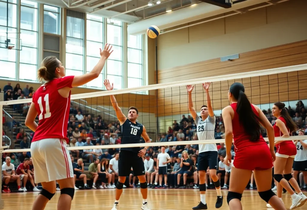 Memphis women's volleyball team playing against Wichita State