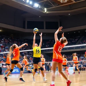 Athletes competing during the Memphis volleyball Carrie Yerty Classic