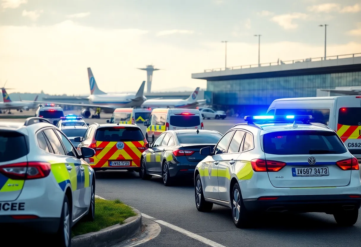 Emergency responders at the scene of a crash near Memphis International Airport