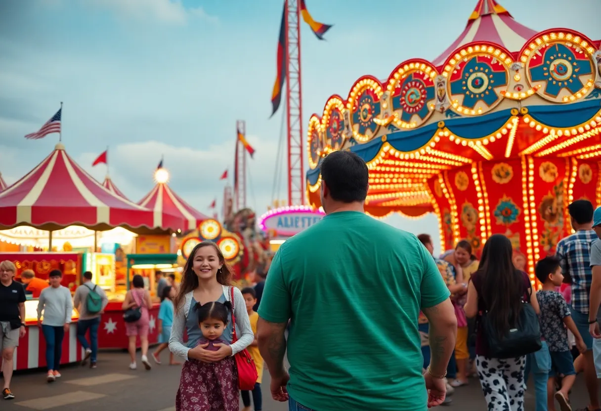 Crowd enjoying rides and food at Mid-South Fair in Southaven.