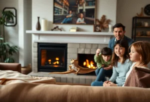 Australian knob-tailed gecko on a mantel in a living room