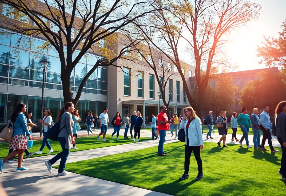 Students participating in public health activities on campus