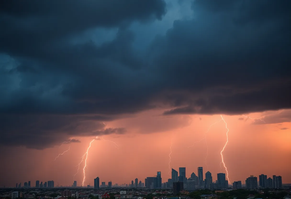 Storm clouds over Memphis indicating severe weather conditions