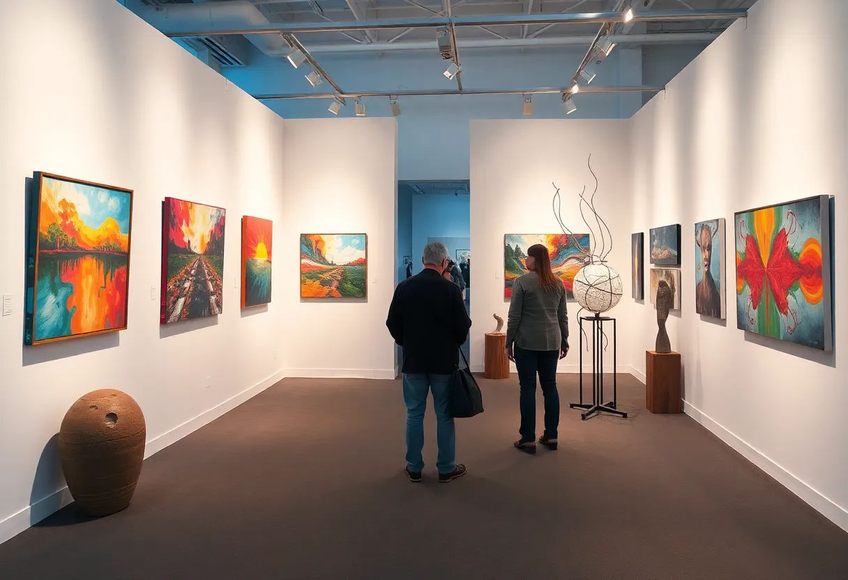 Art exhibition featuring multi-media artworks by Tad Lauritzen Wright at Itawamba Community College.