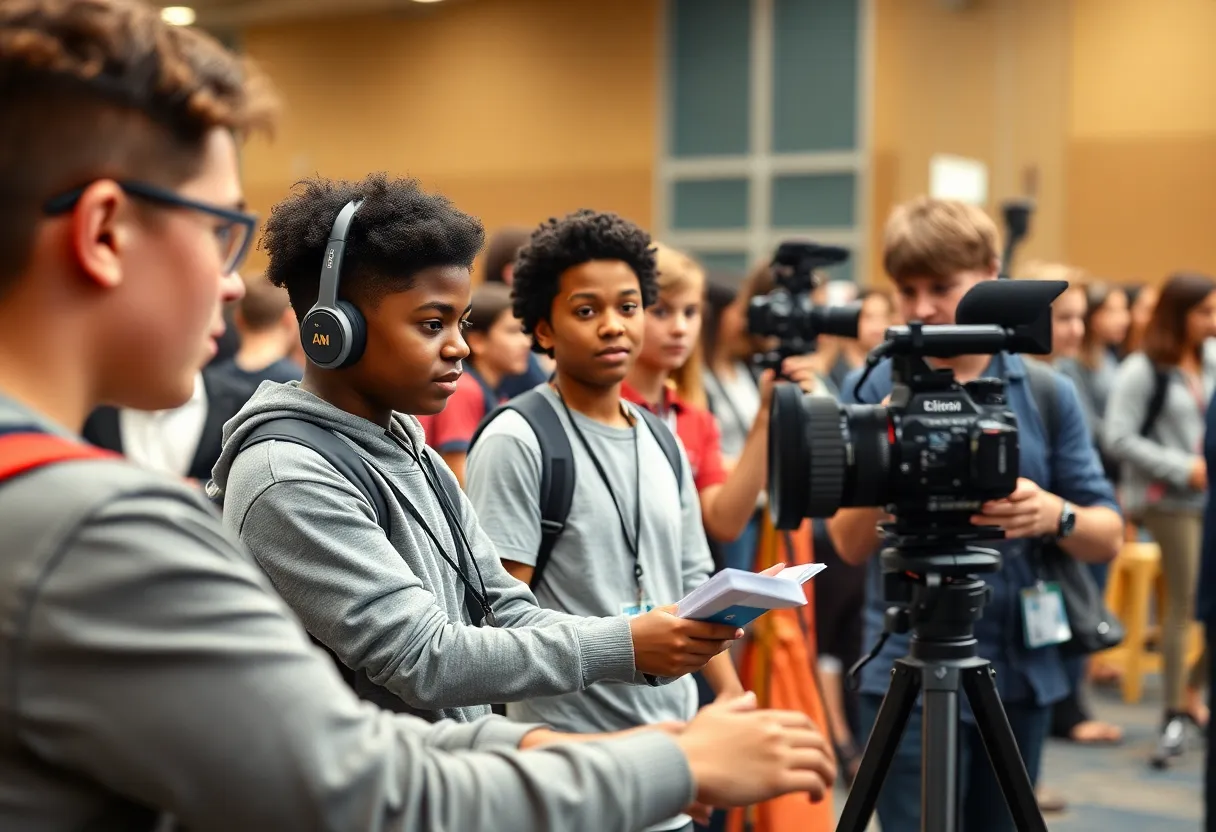 High school students at a journalism workshop at the University of Memphis