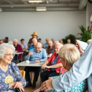 Active senior citizens engaging in activities at a community center