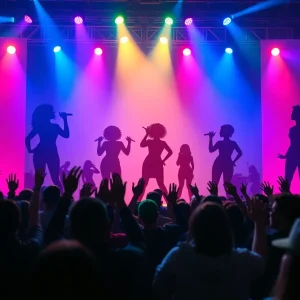 Stage setup for The Queens concert featuring R&B legends