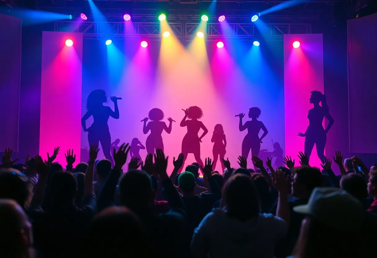 Stage setup for The Queens concert featuring R&B legends