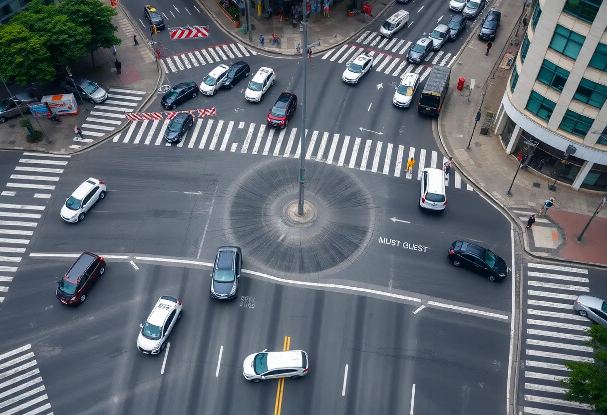 Aerial view of traffic disruptions in Memphis due to a police investigation.
