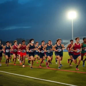 Runners from the University of Memphis competing at the City Auto Memphis Twilight Classic.