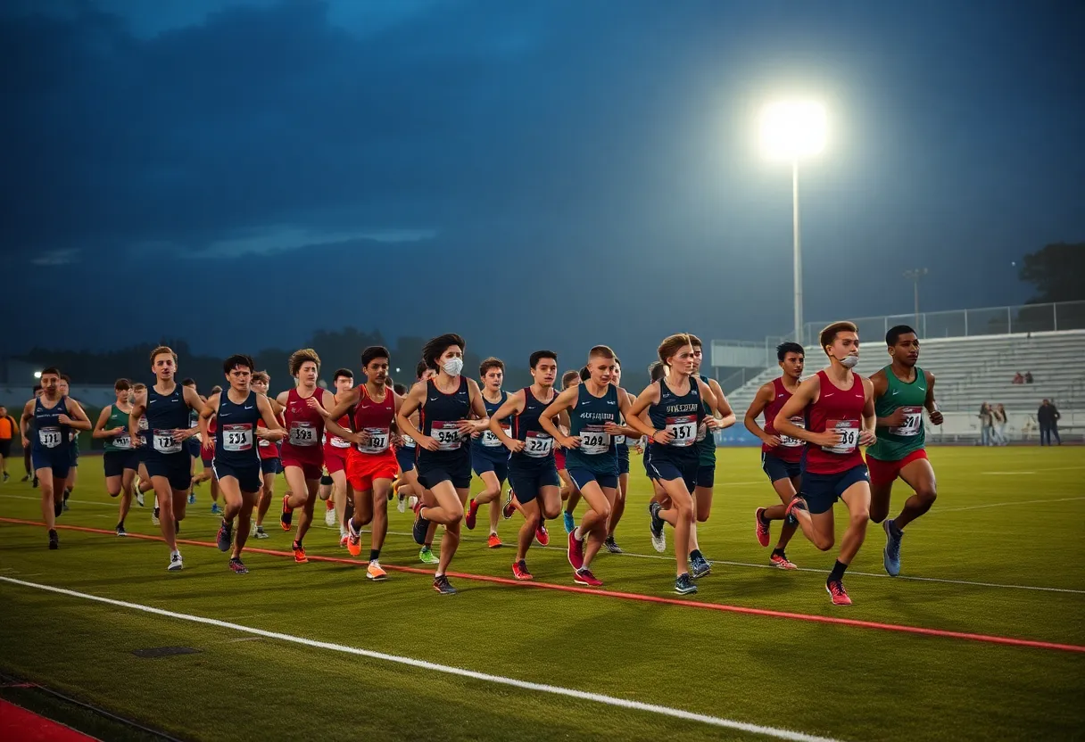 Runners from the University of Memphis competing at the City Auto Memphis Twilight Classic.