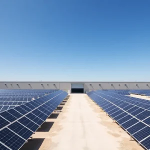 Large warehouse filled with solar panels in Memphis