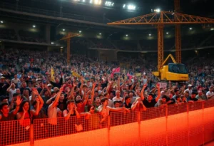 Fans expressing disappointment outside Simmons Bank Liberty Stadium.