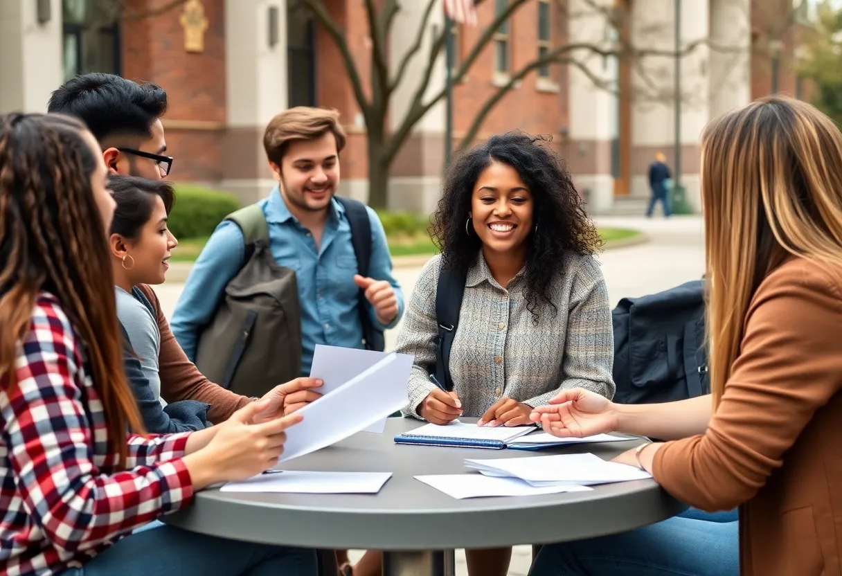 Students discussing politics on campus