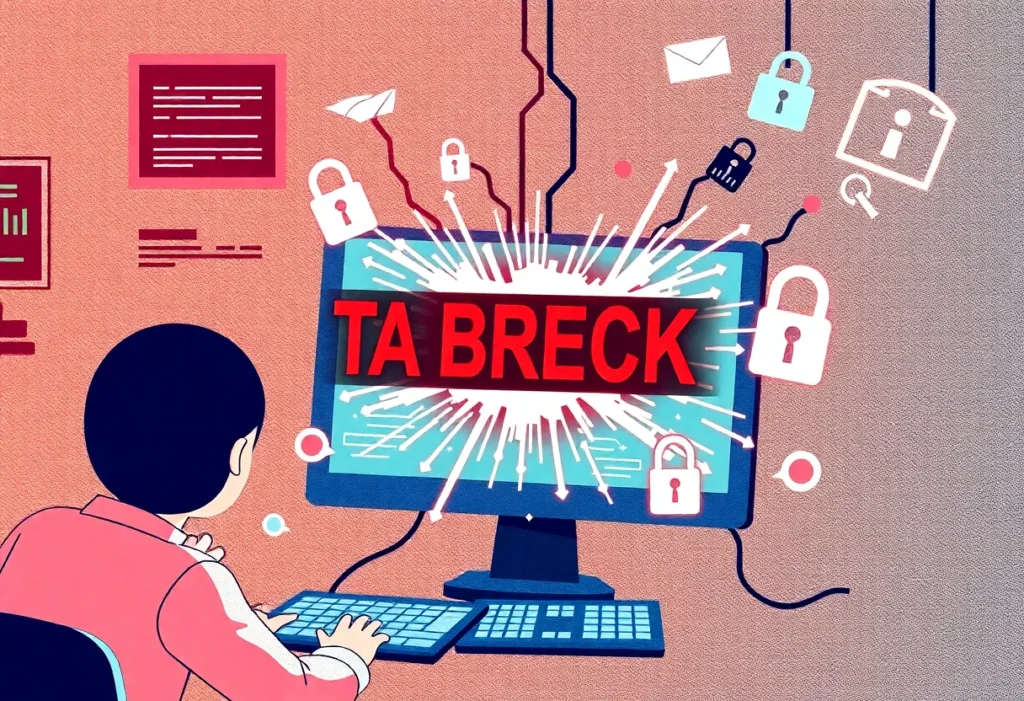 Illustration depicting a data breach affecting school messaging systems.