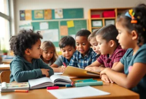 Classroom environment with diverse students benefiting from educational scholarships.