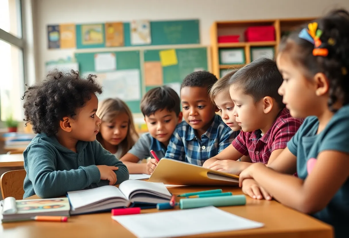 Classroom environment with diverse students benefiting from educational scholarships.