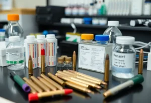 Forensic analysis tools including DNA kits and ballistic evidence equipment.