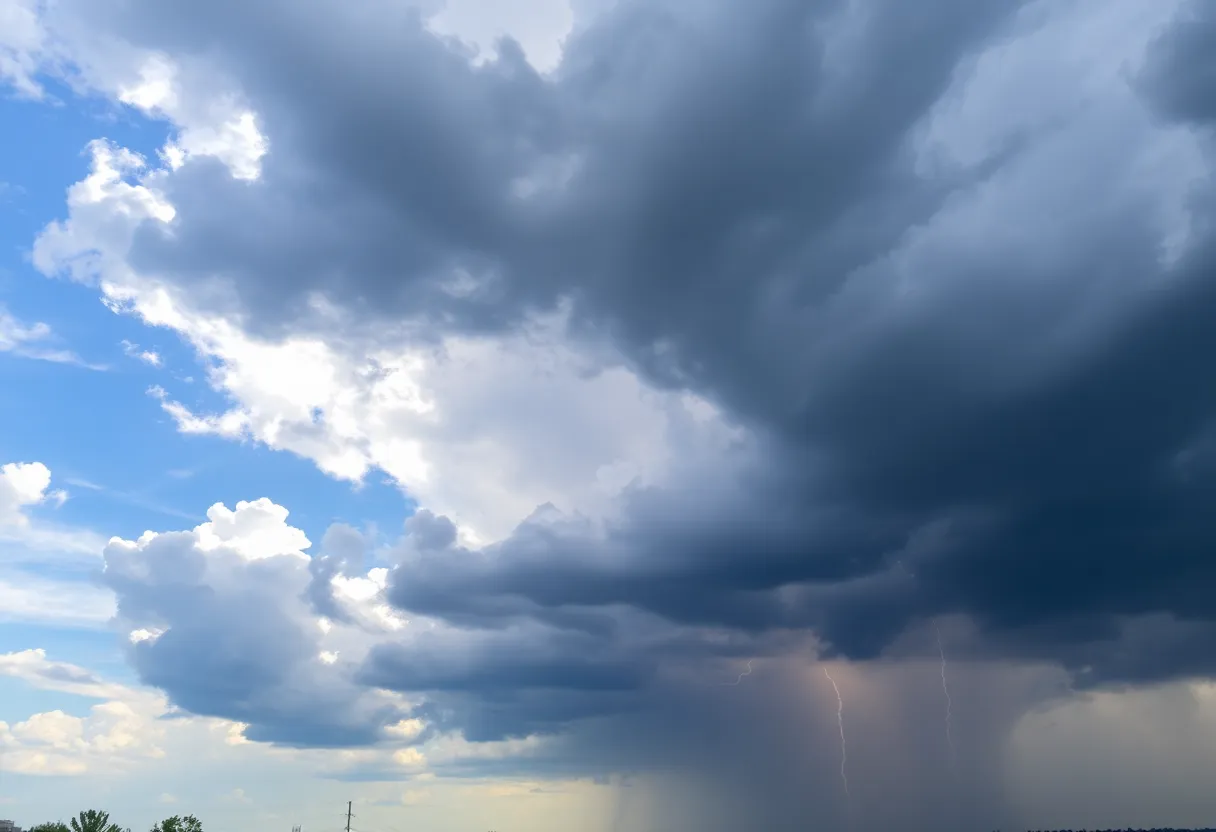 A stormy sky looming over Memphis with dark clouds.