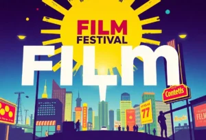 A colorful representation of the Indie Memphis Film Festival showcasing film and culture.