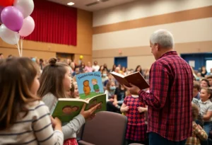 Families at the Jeff Kinney book release event