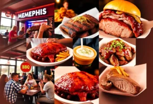 Delicious Memphis BBQ dishes at various restaurants.