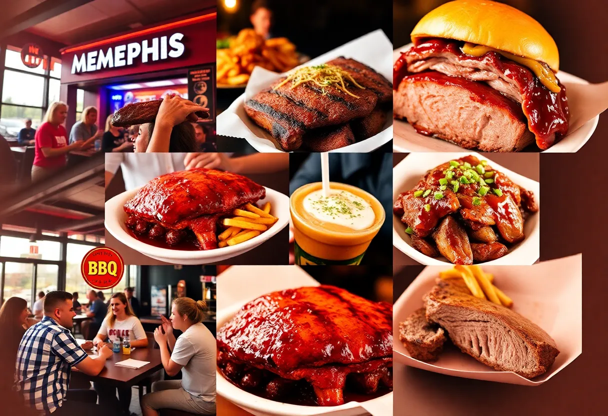 Delicious Memphis BBQ dishes at various restaurants.