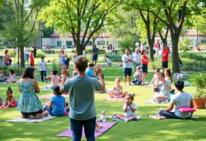 Families enjoying activities at the BlueCross Healthy Place in Memphis.