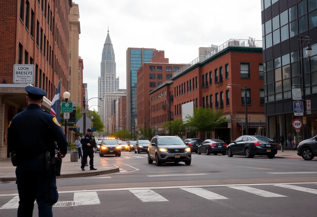 Urban scene in Memphis depicting crime prevention efforts.
