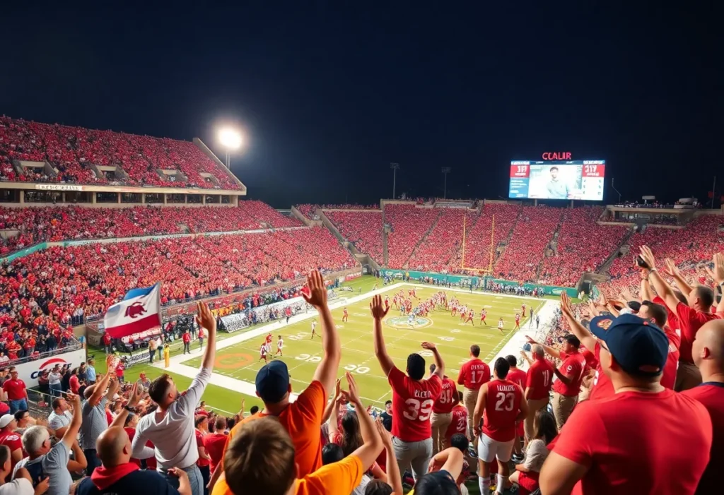 Celebration during Memphis football game victory