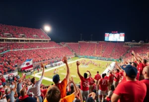 Celebration during Memphis football game victory