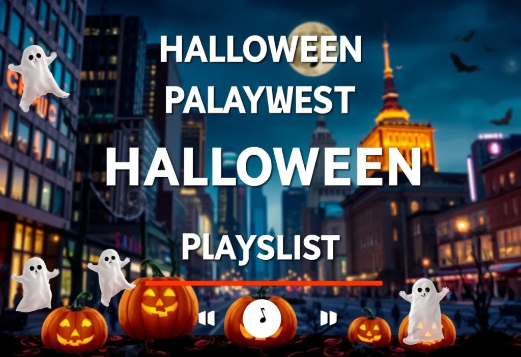 Cover image for Memphis Halloween Playlist featuring spooky elements