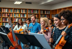 Musicians auditioning for NBC's The Voice at a library