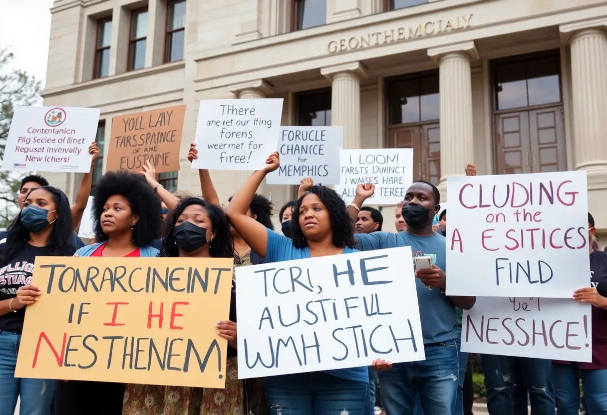 Community members protesting against the Memphis Safe Task Force