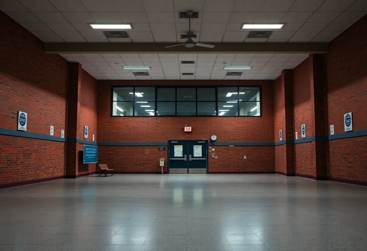 Exterior view of a Memphis school sign indicating local control transition.